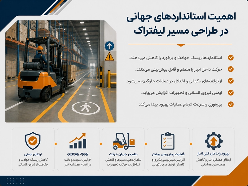 استانداردهای جهانی در طراحی مسیر لیفتراک